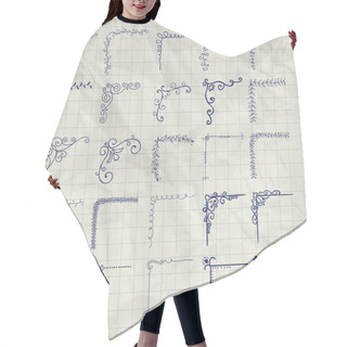 Personality  Vector Decorative Pen Drawing Outlined Corners On Crumpled Paper Hair Cutting Cape