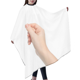 Personality  Isolated Woman Hand Holding An Object Hair Cutting Cape
