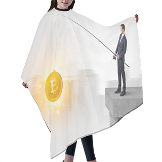Personality  Businessman Fishing Coins Concept Hair Cutting Cape