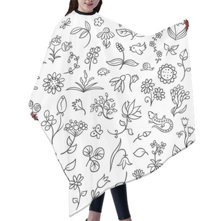 Personality  Floral Design Elements Outlines Hair Cutting Cape