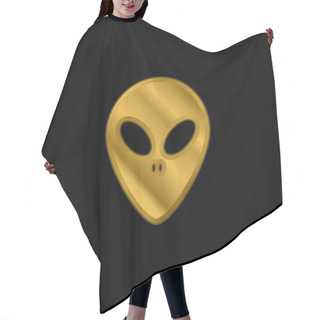 Personality  Alien Face Gold Plated Metalic Icon Or Logo Vector Hair Cutting Cape
