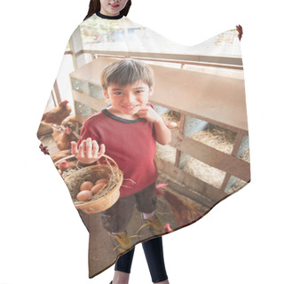 Personality  Little Boy Picking Chicken Egg In The Farm Hair Cutting Cape
