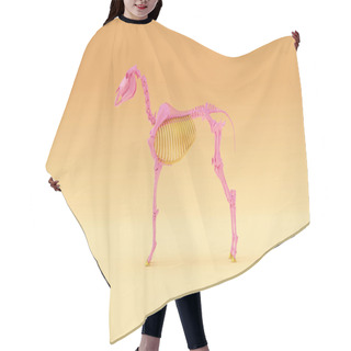 Personality  Pink An Gold Horse Skeletal System Anatomical Warm Cream Background 3d Illustration 3d Render Hair Cutting Cape
