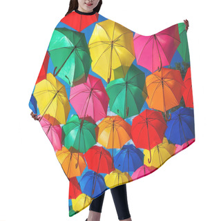 Personality  Lots Of Colorful Umbrellas In The Sky. City Decoration Hair Cutting Cape