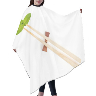 Personality  Sushi Chopsticks With Mint Leaves Hair Cutting Cape