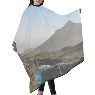 Personality  Scenic View Of Beautiful Skoga River Canyon In Iceland Hair Cutting Cape