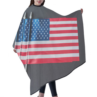 Personality  Flat Lay Of Three American Flags With Stars And Stripes Isolated On Black  Hair Cutting Cape