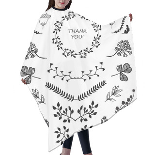Personality  Set Of Hand-drawn Decorative Elements Hair Cutting Cape