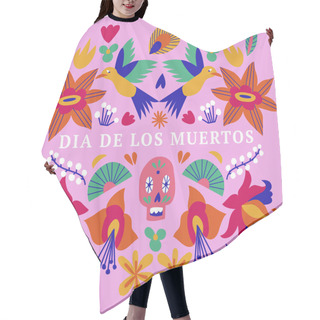 Personality  Vector Illustration Banner With Mexican Flowers For Day Of The Dead, Dia De Los Moertos. Fiesta, Holiday Poster, Party Flyer. Hair Cutting Cape