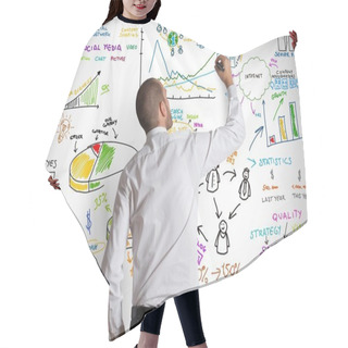 Personality  Businessman Drawing Business Graphics And Symbols Hair Cutting Cape