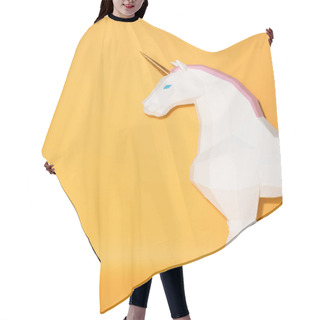 Personality  Partial View Of Decorative Unicorn Standing On Yellow Background  Hair Cutting Cape