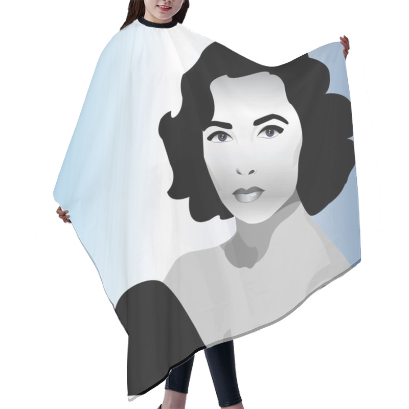 Personality  Actress Elizabeth Taylor hair cutting cape