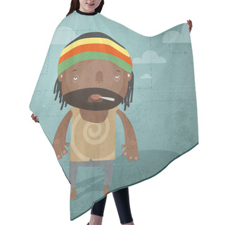 Personality  Vector Grunge Background With Rastaman. Hair Cutting Cape