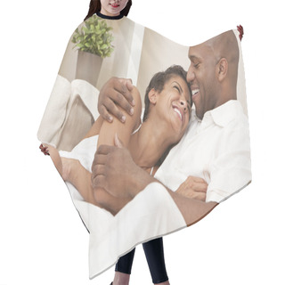 Personality  Happy African American Man & Woman Couple Hair Cutting Cape