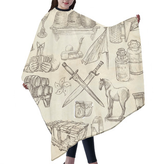 Personality  Objects - Hand Drawings, Originals Hair Cutting Cape