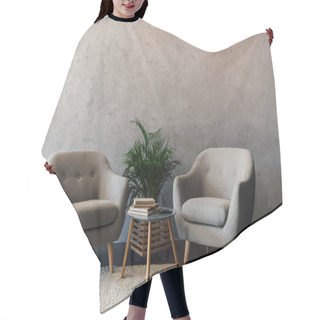 Personality  Grey Armchairs On Carpet  Hair Cutting Cape
