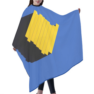 Personality  Top View Of Colored Yellow Blocks On Blue Background, Ukrainian Concept Hair Cutting Cape