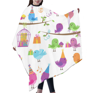 Personality  Vector Set Of Cute Party Themed Birds Hair Cutting Cape
