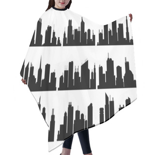 Personality  Vector City Silhouette Collection. Modern Urban Landscapes. High Buildings With Windows. Illustration On White Background. Hair Cutting Cape