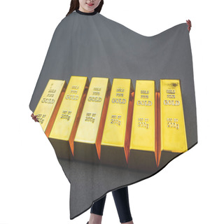 Personality  Gold Bars Isolated On Black Background. Finance And Saving Value Concept Hair Cutting Cape