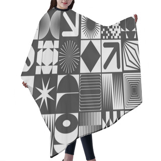 Personality  Swiss Design Style Abstract Poster Layout With Geometric Graphics And Bold Elements. Modern Geometry Composition Artwork With Simple Vector Shapes. Useful For Poster Design, Web Presentation, Etc. Hair Cutting Cape