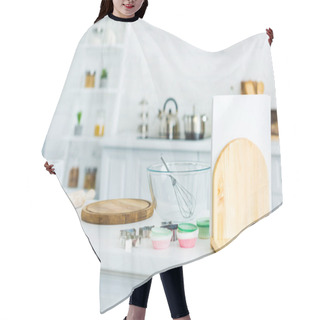 Personality  Cutting Board And Bowl With Whisk On Kitchen Counter Hair Cutting Cape