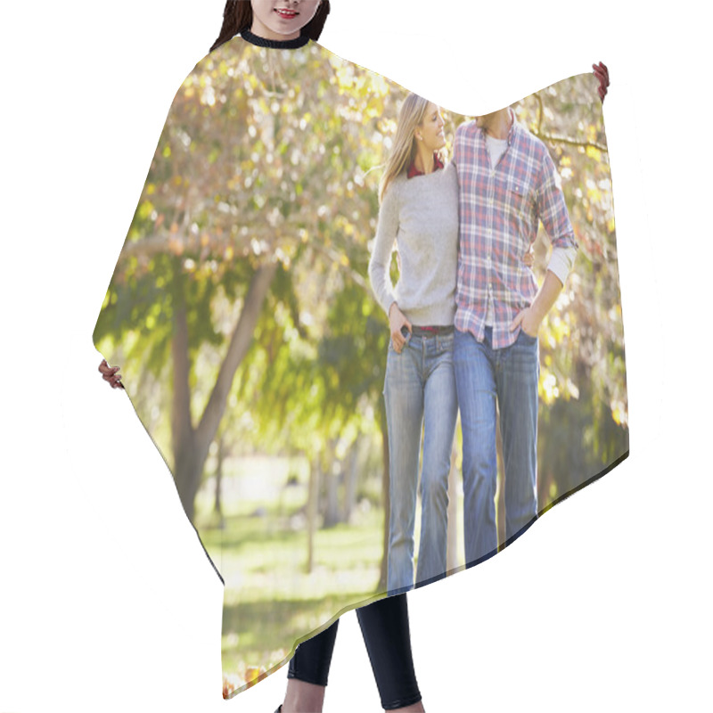 Personality  Romantic Couple Walking Through Autumn Woodland Hair Cutting Cape