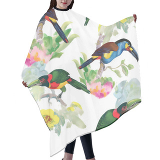 Personality  Birds And Flowers Seamless Pattern Hair Cutting Cape