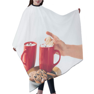 Personality  Gingerbread Man In Cup Of Cacao Hair Cutting Cape