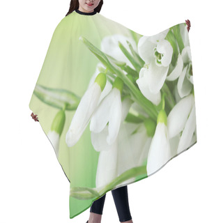 Personality  Beautiful Snowdrops On Green Background Hair Cutting Cape