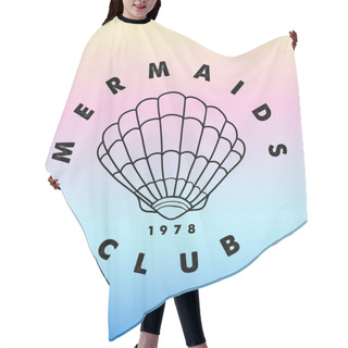 Personality  Mermaids Club Logo Print With Shell Hair Cutting Cape