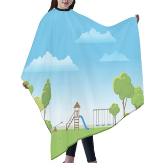 Personality  Spring Landscape Background. Public Park Vector Illustration. Hair Cutting Cape