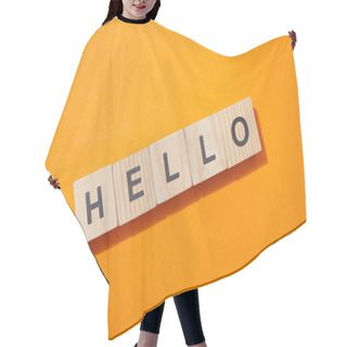 Personality  Top View Of Wooden Cubes With Letters On Orange Surface Hair Cutting Cape