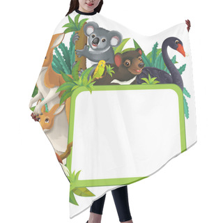 Personality  Cartoon Scene With Nature Frame And Animals - Illustration For Children Hair Cutting Cape
