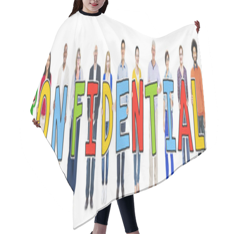 Personality  People Holding Colorful Word Confidential Hair Cutting Cape