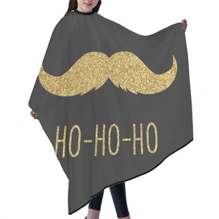 Personality  Hipster Christmas Greeting Card, Gold Mustache Hair Cutting Cape