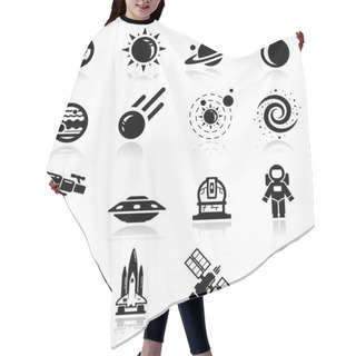 Personality  Space Icons Set Hair Cutting Cape