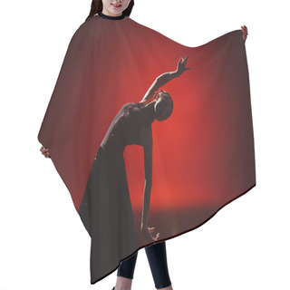 Personality  Silhouette Of Young And Attractive Woman Dancing Flamenco On Red Hair Cutting Cape