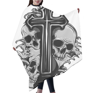 Personality  Gothic Coat Of Arms With Skull And Rosary, Grunge Vintage Design T Shirts Hair Cutting Cape