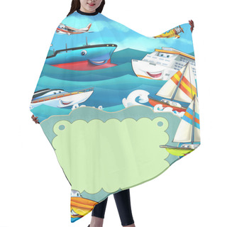 Personality  Cartoon Ships And The Sea - The Label For Cover Hair Cutting Cape