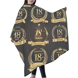 Personality  Anniversary Golden Retro Laurel Wreath Vector Illustration Collection Hair Cutting Cape