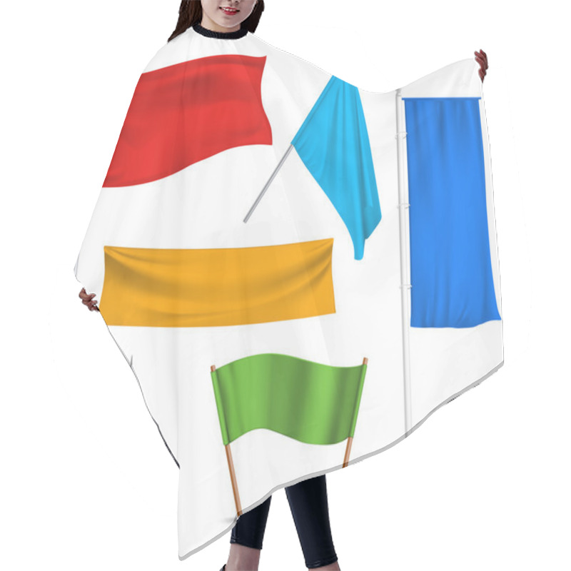 Personality  Colored flags banners icons composition hair cutting cape