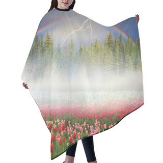 Personality  Field Of Blooming Tulips Hair Cutting Cape