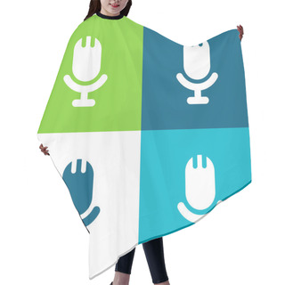 Personality  Big Microphone Flat Four Color Minimal Icon Set Hair Cutting Cape