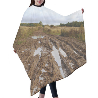Personality  Messy Rural Dirt Road After The Rain Hair Cutting Cape