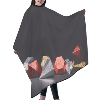 Personality  Red, Silver And Golden Glittering Minerals On Black Background Hair Cutting Cape