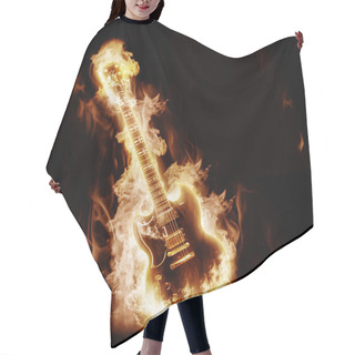 Personality  Electronic Guitar Enveloped Flames Hair Cutting Cape