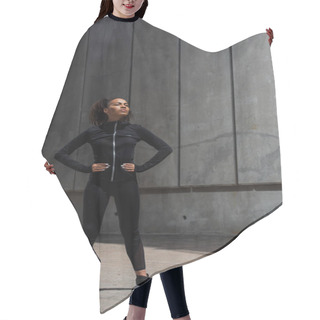 Personality  Young African American Sportswoman Resting On Urban Street  Hair Cutting Cape
