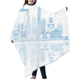 Personality  Outline Ekaterinburg Skyline With Blue Buildings And Reflections Hair Cutting Cape