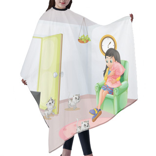 Personality  A Young Girl Inside The Room With Her Pets Hair Cutting Cape